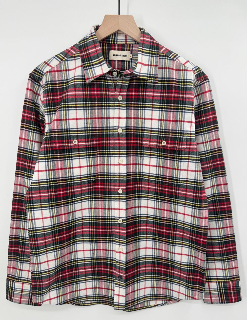 Taylor Stitch Yosemite Shirt White Tartan Flannel Button Down Shirt 40 Medium